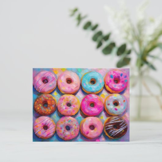 Donuts Kleurrijke Moderne Abstracte Kunst Briefkaart (Staand voorkant)