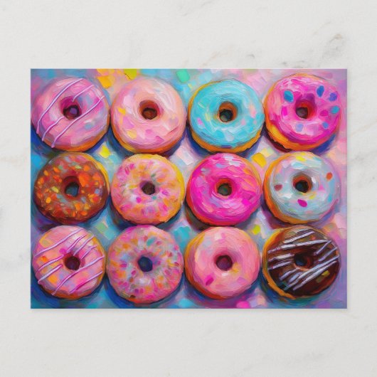 Donuts Kleurrijke Moderne Abstracte Kunst Briefkaart (Voorkant)