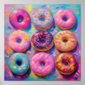 Donuts Kleurrijke Moderne Abstracte Kunst Poster (Voorkant)