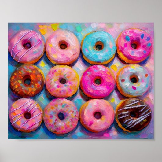 Donuts Kleurrijke Moderne Abstracte Kunst Poster (Voorkant)