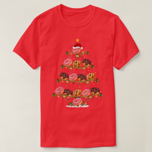Donuts Lover Xmas belicht kerstmis kerstcadeaus T-shirt (Design voorkant)