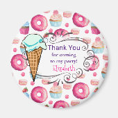 Donuts macarons en cupcake partij dank u aangepast magneet (Voorkant)