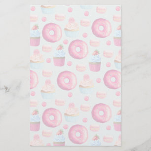 Donuts macarons en cupcake patroon briefpapier