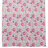 Donuts Macarons en Cupcake Patroon in Waterverf Douchegordijn (Voorkant)