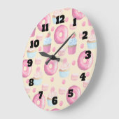 Donuts Macarons en Cupcake Patroon in Waterverf Grote Klok (Hoek)