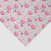 Donuts Macarons en Cupcake Patroon in Waterverf Tissuepapier (Detail)