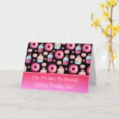 Donuts Macarons en Cupcake Pattern Happy Birthday Kaart (Gele Bloem)