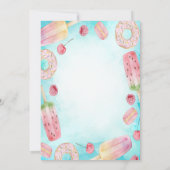 Donuts, Macaroons, Ice crème Bike Birthday Party Kaart (Achterkant)