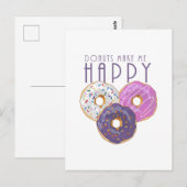 Donuts maken me gelukkig briefkaart (Voorkant / Achterkant)