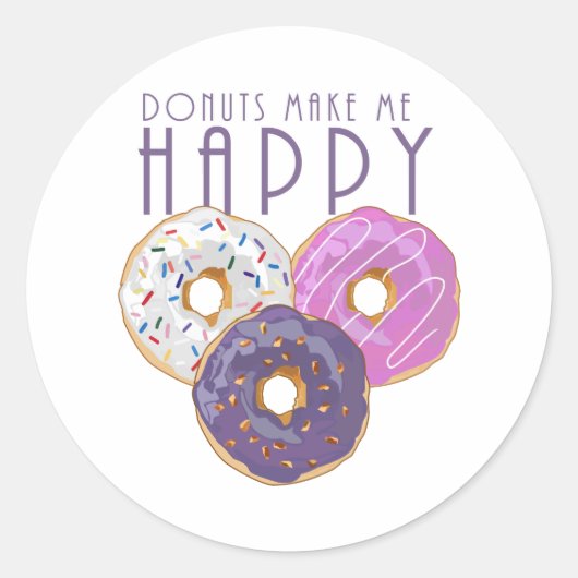 Donuts maken me gelukkig ronde sticker (Voorkant)