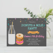 Donuts melk feestthema kaart (Staand voorkant)