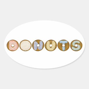 Donuts met alfabet, glazuur en sproeten ovale sticker