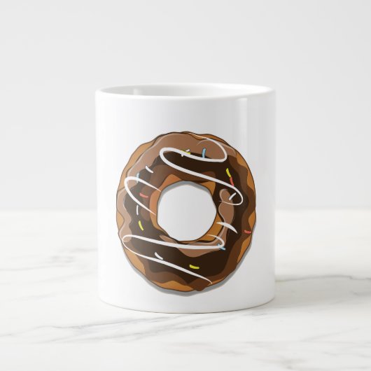 Donuts met chocoladeglazuur grote koffiekop (Voorkant)