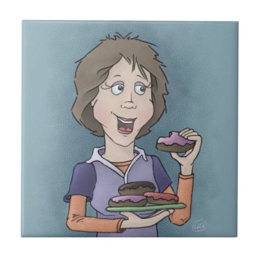 Donuts met keramisch tegels van sprinkeltjes tegeltje (Voorkant)