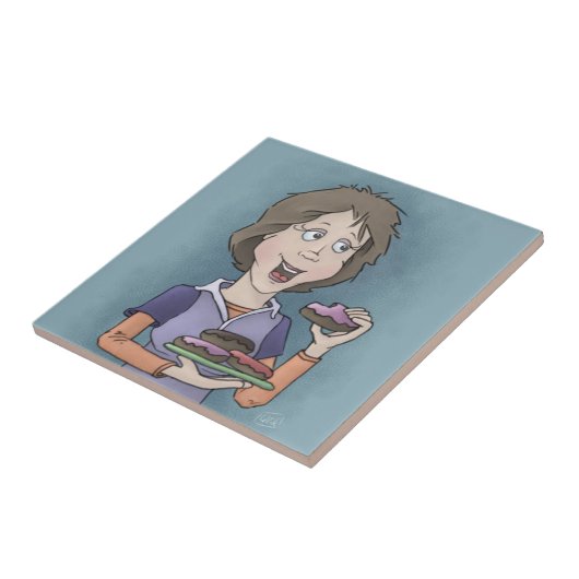 Donuts met keramisch tegels van sprinkeltjes tegeltje (Zijkant)