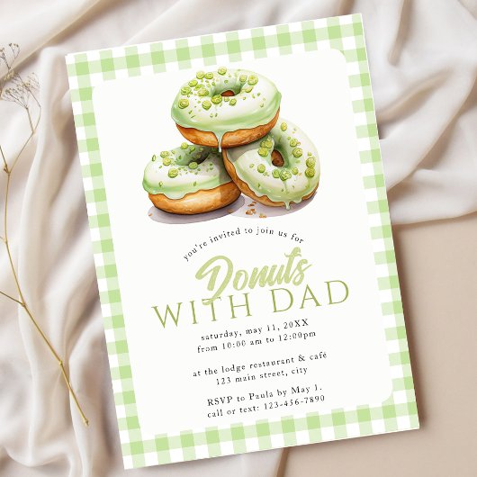 Donuts Met Papa Schoolactiviteit Groen Gingham Kaart