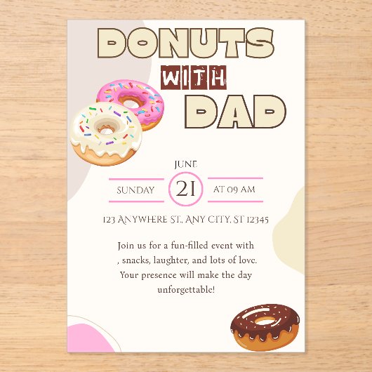 Donuts met papa uitnodiging Vaderdag viering (Voorkant)