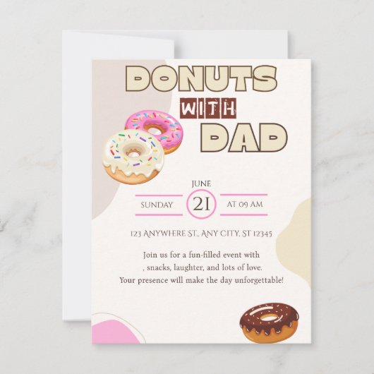 Donuts met papa uitnodiging Vaderdag viering (Voorkant)