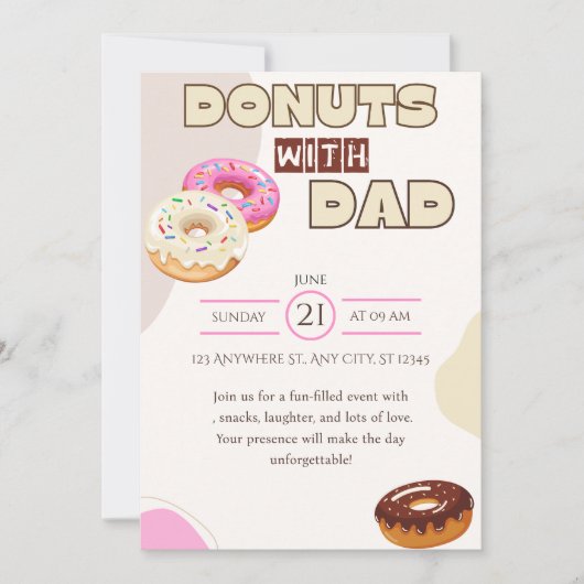 Donuts met papa uitnodiging Vaderdag viering (Voorkant)