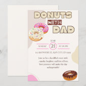 Donuts met papa uitnodiging Vaderdag viering (Voorkant / Achterkant)