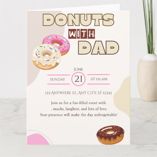 Donuts met papa uitnodiging Vaderdag viering (Voorkant)