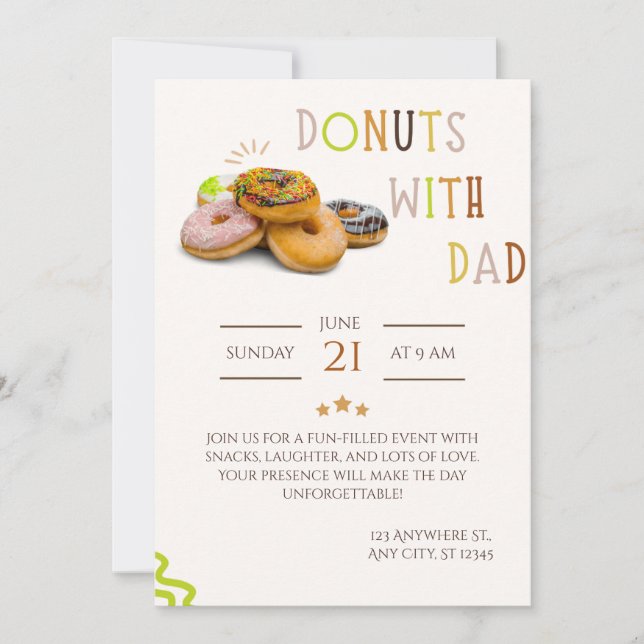 Donuts met papa uitnodiging Zoete Vaderdag (Voorkant)