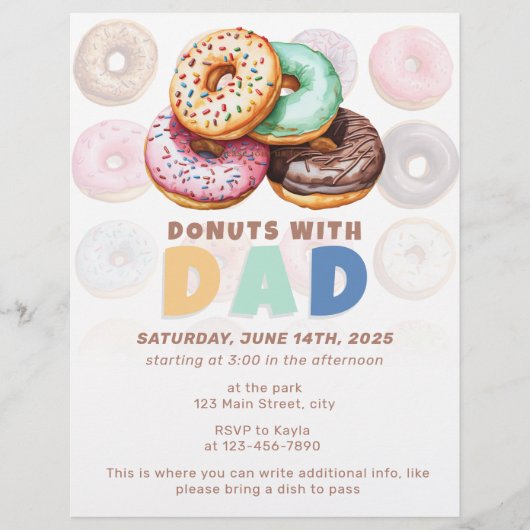 Donuts met papa Vaderdag Celebration Flyer (Voorkant)