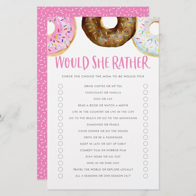 Donuts met roze en chocolade zouden mam in plaats  (Voorkant / Achterkant)