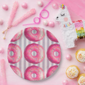 Donuts met roze vorst en sprinken papieren bordje (Feest)