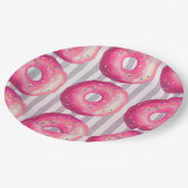 Donuts met roze vorst en sprinken papieren bordje (Gekanteld)