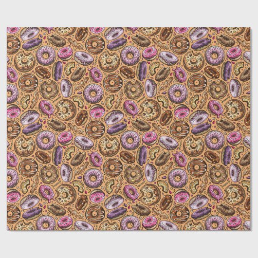 Donuts met sprinkles patroon cadeaupapier (Vlak)