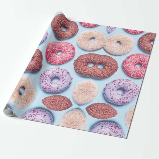 Donuts met sprinkles patroon cadeaupapier (Uitgerold)