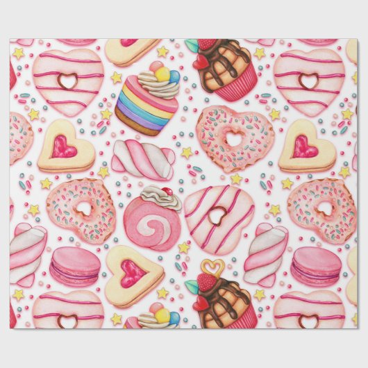 Donuts met sprinkles patroon cadeaupapier (Vlak)
