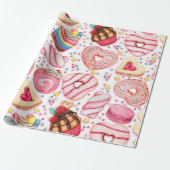 Donuts met sprinkles patroon cadeaupapier (Uitgerold)