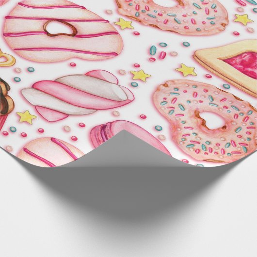 Donuts met sprinkles patroon cadeaupapier (Hoek)