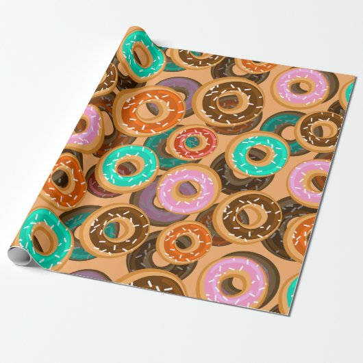 Donuts met sprinkles patroon cadeaupapier (Uitgerold)