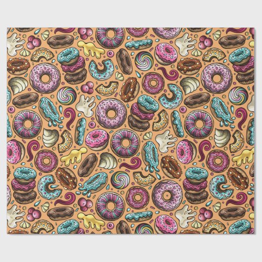 Donuts met sprinkles patroon cadeaupapier (Vlak)