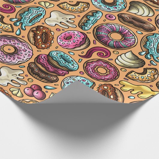 Donuts met sprinkles patroon cadeaupapier (Hoek)