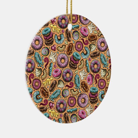 Donuts met sprinkles patroon keramisch ornament (Rechts)