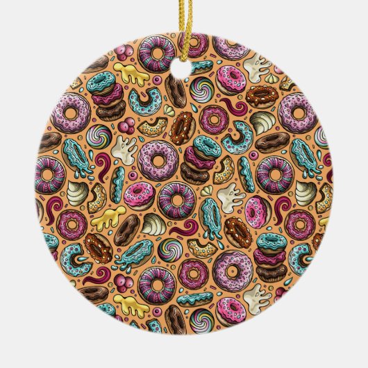 Donuts met sprinkles patroon keramisch ornament (Voorkant)