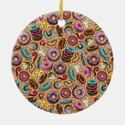 Donuts met sprinkles patroon keramisch ornament (Achterkant)