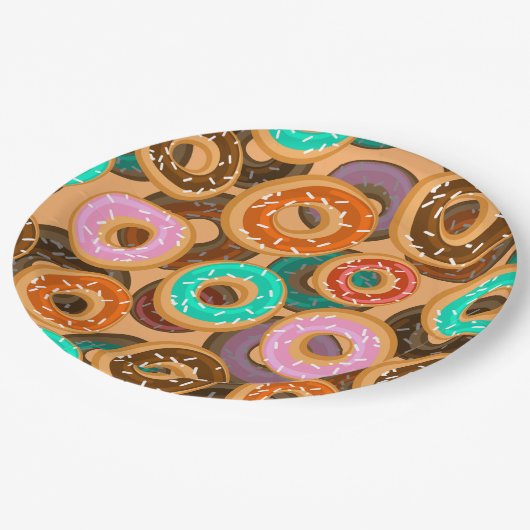 Donuts met sprinkles patroon papieren bordje (Gekanteld)