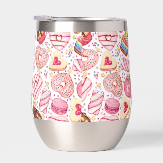 Donuts met Sprinkles Patroon Thermische Wijn Tumbl (Rechts)