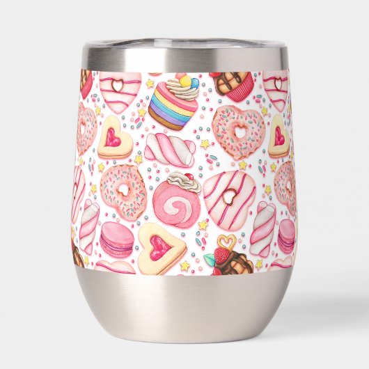 Donuts met Sprinkles Patroon Thermische Wijn Tumbl (Achterkant)