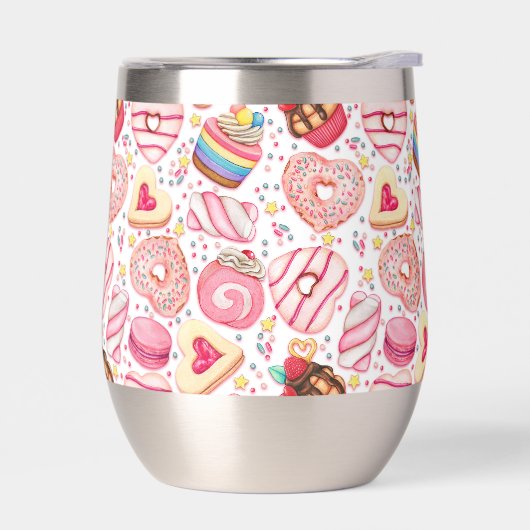 Donuts met Sprinkles Patroon Thermische Wijn Tumbl (Links)