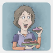 Donuts met sprinkles vierkante sticker (Voorkant)