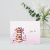 Donuts Met Strooisel Roze Lint Ansichtkaart Briefkaart (Staand voorkant)
