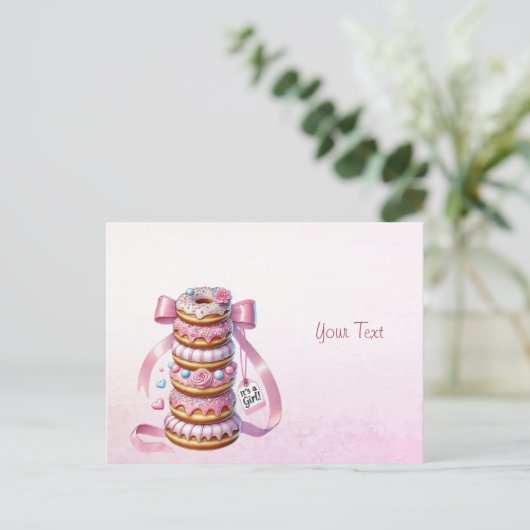Donuts Met Strooisel Roze Lint Ansichtkaart Briefkaart (Staand voorkant)