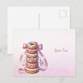 Donuts met Strooisel Roze Lint Briefkaart (Voorkant / Achterkant)
