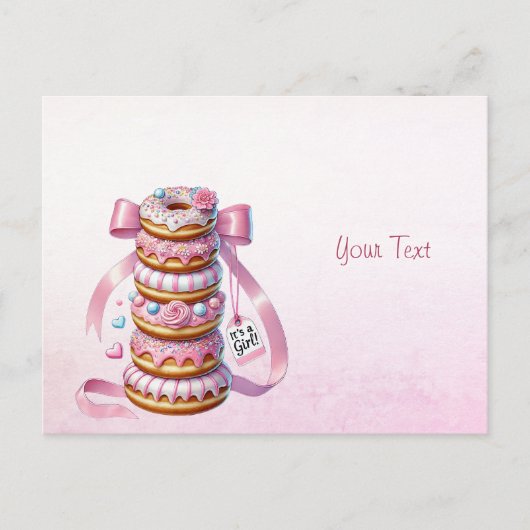Donuts met Strooisel Roze Lint Briefkaart (Voorkant)
